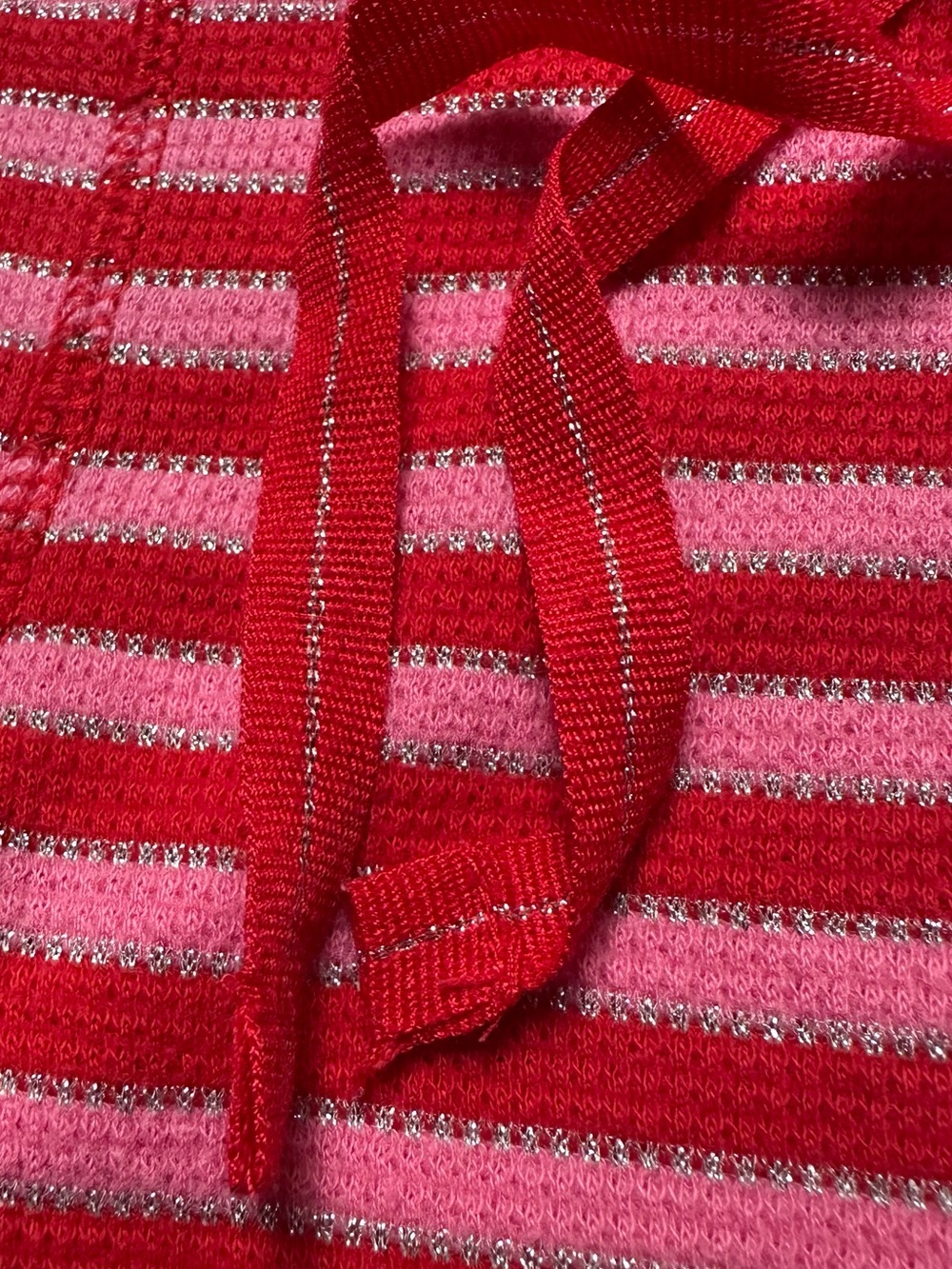 Victoria's Secret Intimates Red & Pink Glitter Stripe Drawstring Sleep Pants - Picture 4 of 9